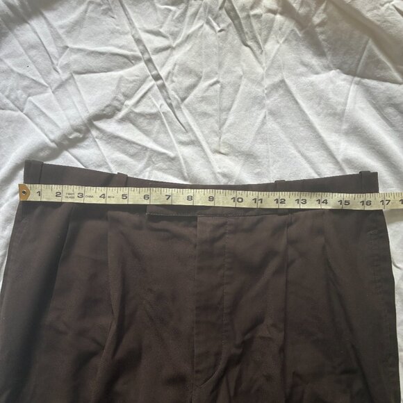 Tailored Men's Dark Brown Pleated Pants (34/31) - Picture 6 of 7